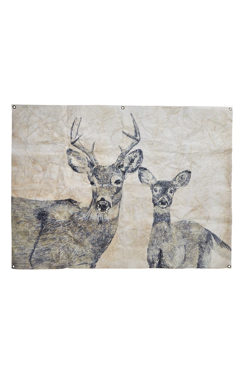 tag Deer and Fawn Wall Art Panels for Christmas Decor Natural, Main, color, Beige