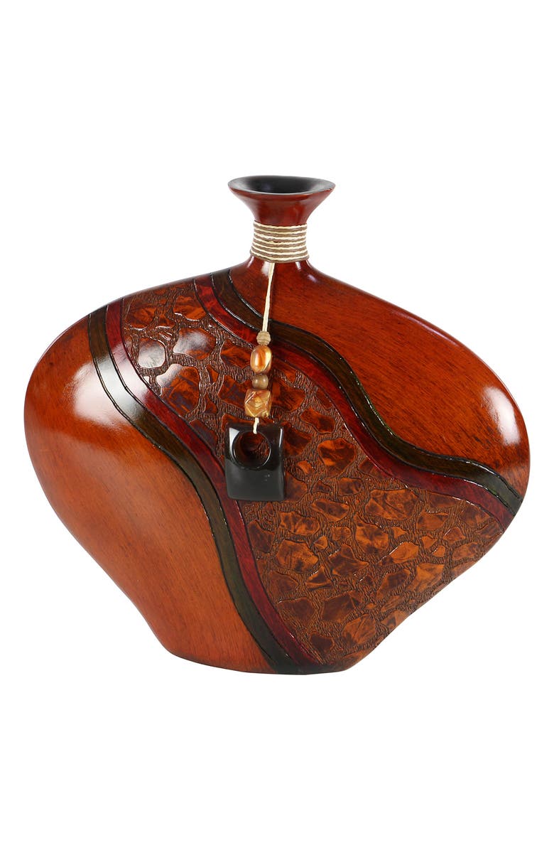 GINGER BIRCH STUDIO Brown Polystone Vase with Embossed Details, Alternate, color,