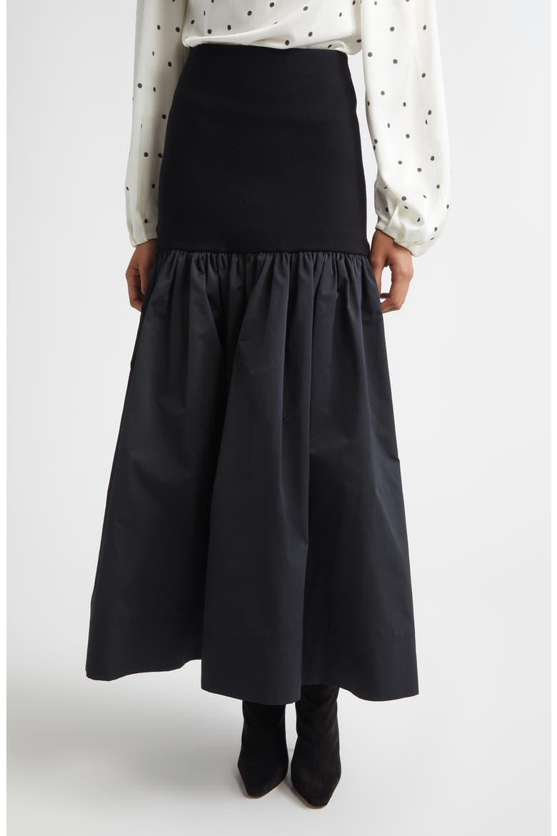 Cami Mixed Media Maxi Skirt, Main, color, BLACK/ BLACK