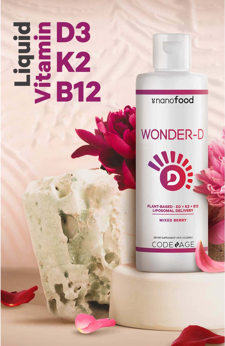 Codeage Wonder-D Vegan Vitamin D3 + K2 + B12 Liquid Supplement, Alternate, color, White