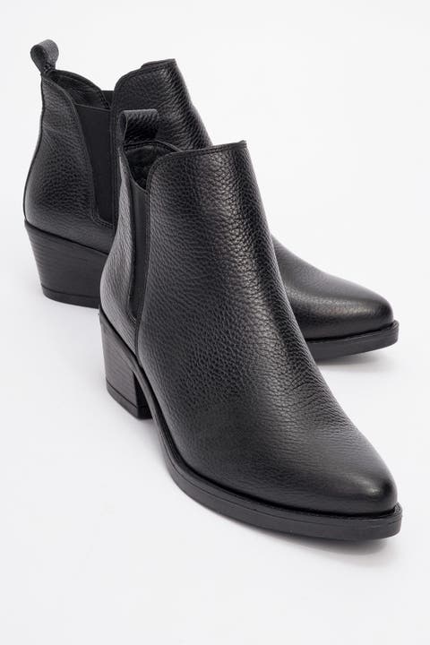 Dovena Leather Block Heel Ankle Boot (Women)