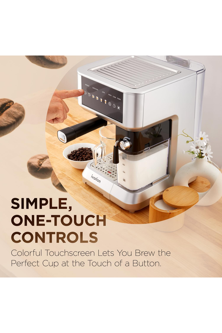 Espresso Cappuccino Latte Machine with Milk Frother, 58mm Portafilter, Auto Clean, Grey, Alternate, color, Gray