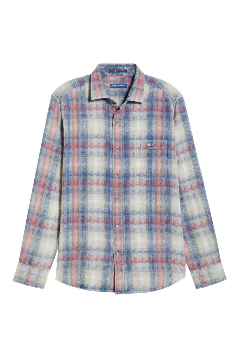 Palo Alto Plaid Cotton Button-Up Shirt, Alternate, color, SHELLROSSA