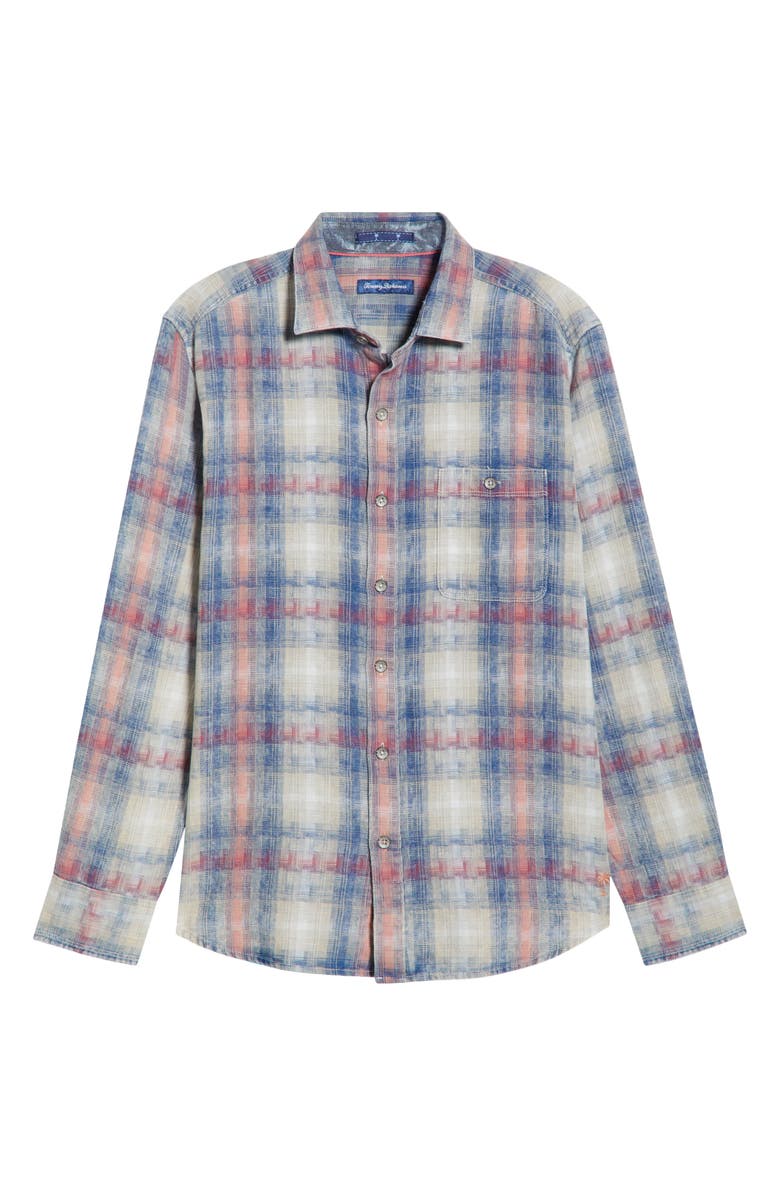 Tommy Bahama Palo Alto Plaid Cotton Button-Up Shirt, Alternate, color, Shellrossa