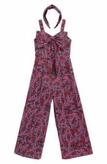 Speechless Kids' Floral Bow Front Jumpsuit & Headband Set