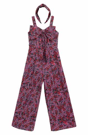 Speechless Kids' Floral Bow Front Jumpsuit & Headband Set