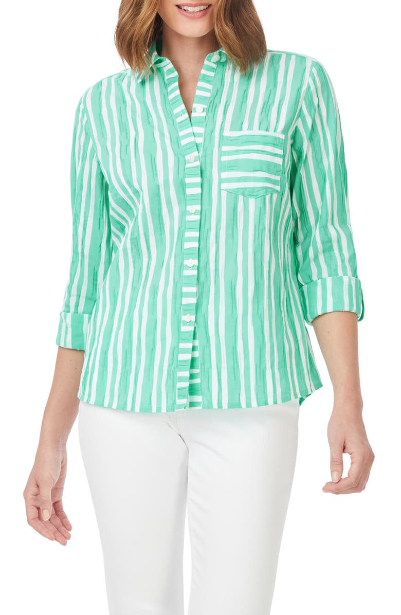 Foxcroft Hampton Stripe Non-Iron Cotton Button-Up Shirt, Main, color,