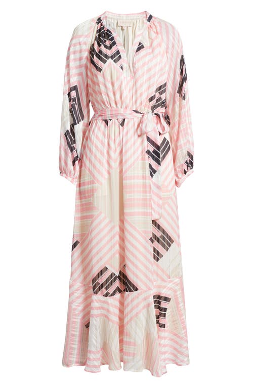CIEBON CIEBON GAELEY PRINT TIE WAIST LONG SLEEVE MAXI DRESS