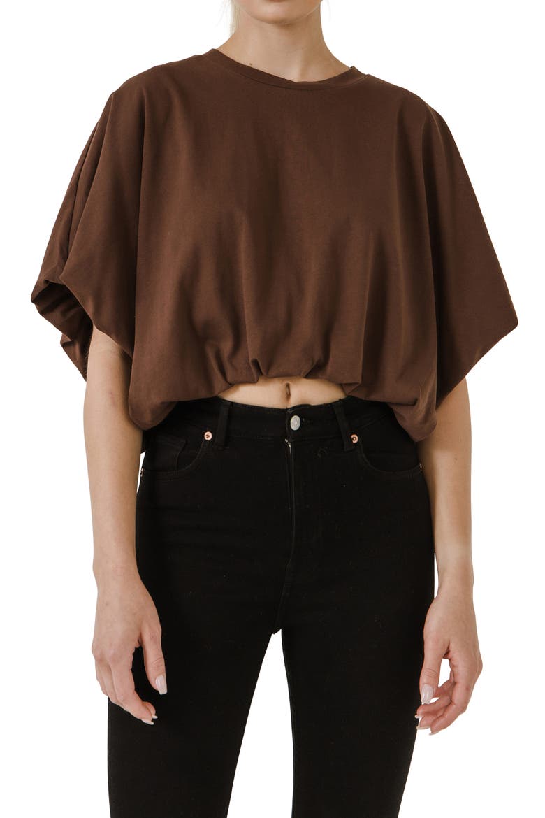 High/Low Crop T-Shirt, Alternate, color, CHOCOLATE