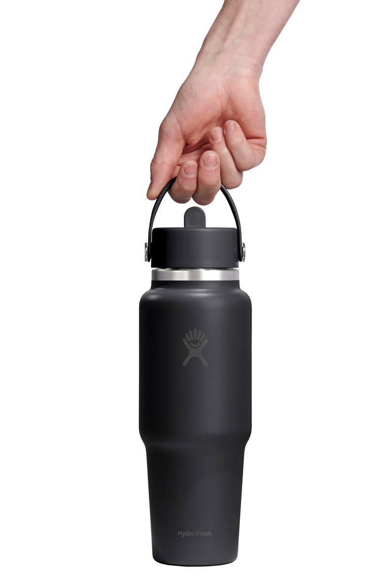 Hydro Flask 32-Ounce Wide Mouth Travel Bottle with Flex Straw Cap, Alternate, color, Black