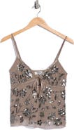 Madden Girl Sequin Floral Embroidered Lace Trim Camisole