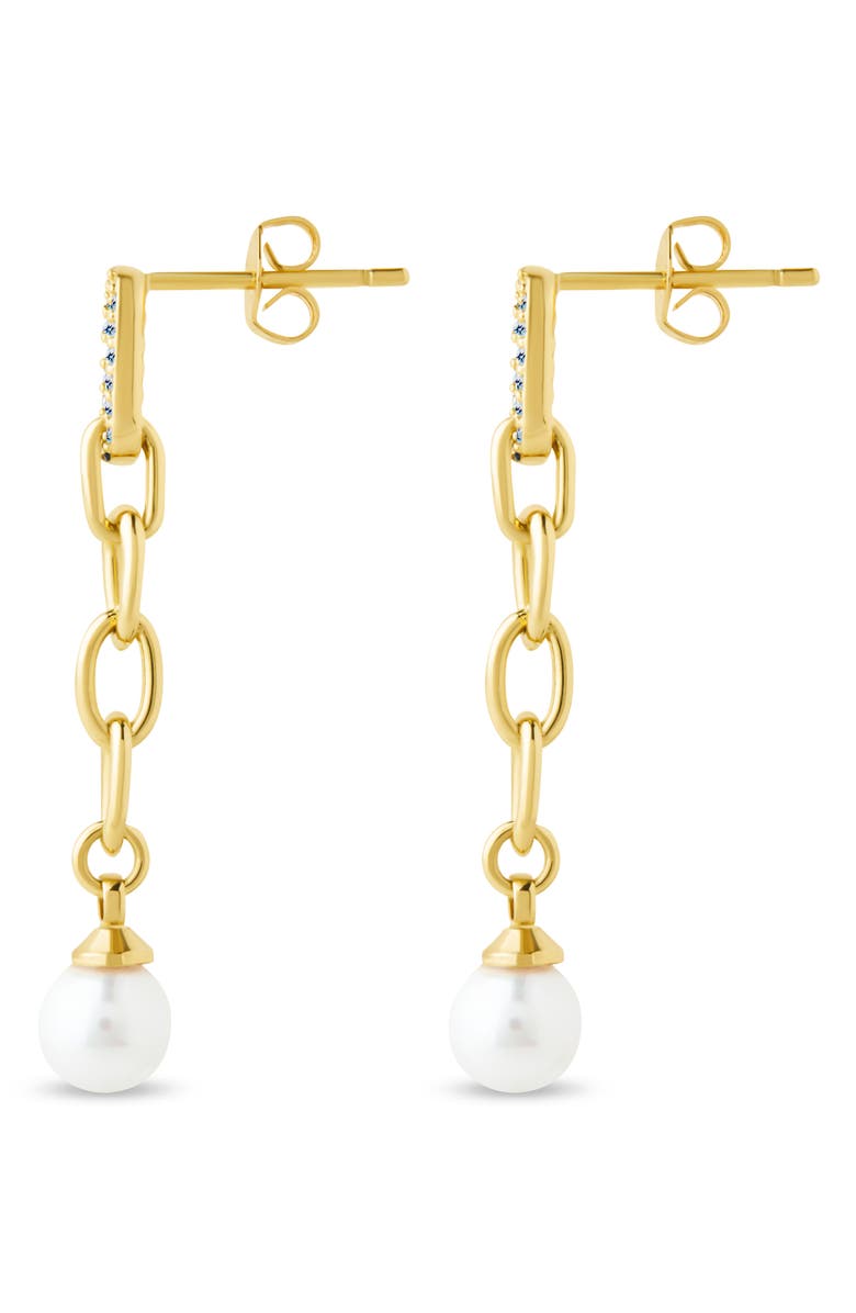 Sterling Forever Daphne Cubic Zirconia & Faux Pearl Chain Drop Earrings, Alternate, color, 