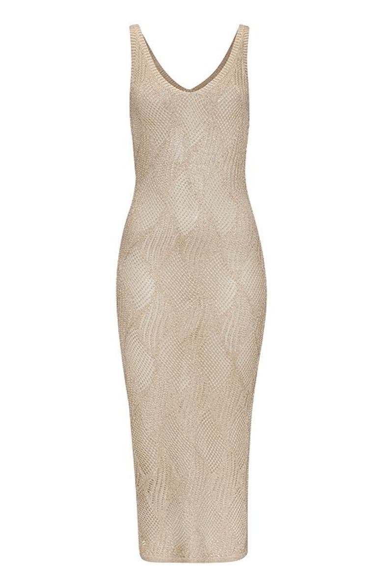 LASCANA Women's Crochet Midi Dress Cover Up, Alternate, color, Beige Gold