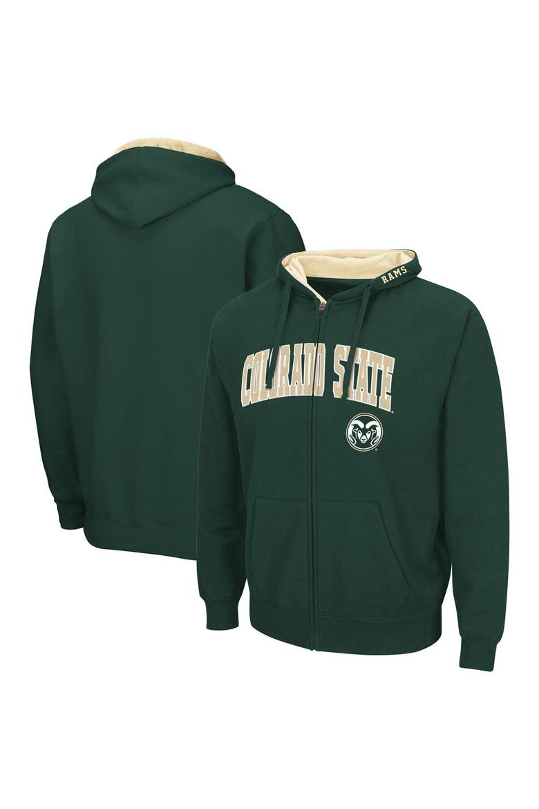 Men's Colosseum Green Colorado State Rams Arch & Logo 3.0 Full-Zip Hoodie, Main, color, Green