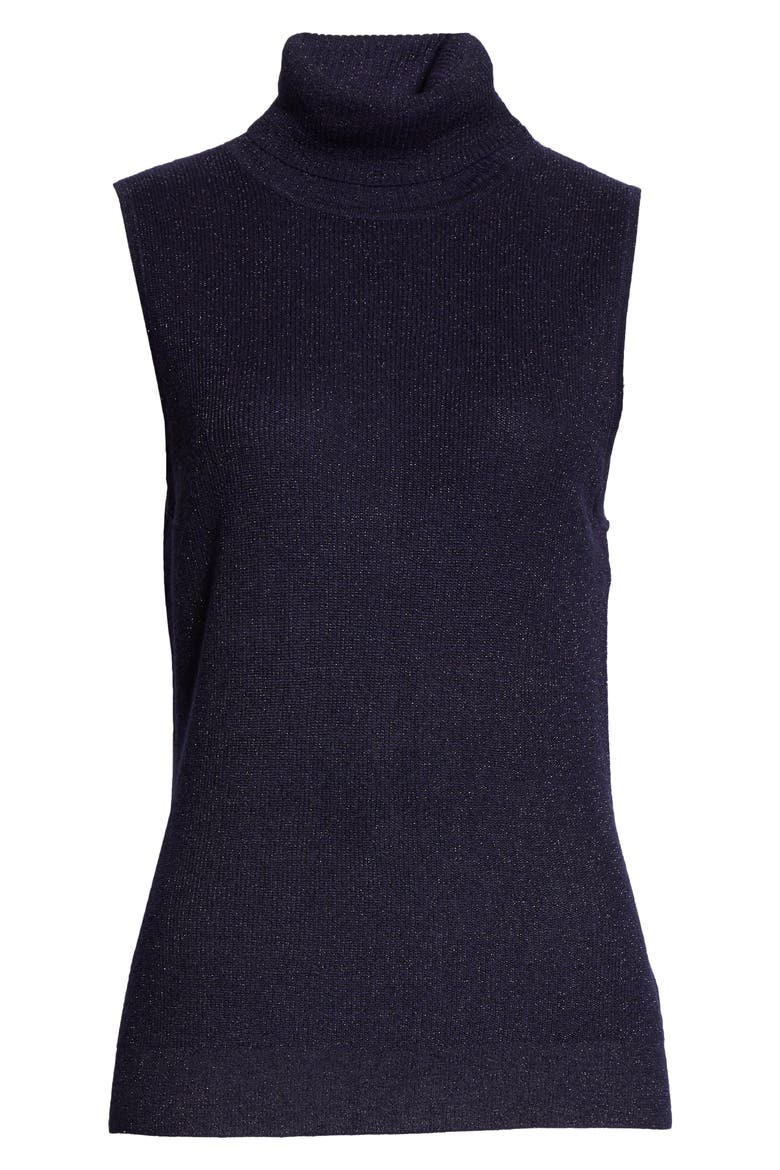 Sabrina Metallic Sleeveless Turtleneck Sweater, Alternate, color, MIDNIGHT
