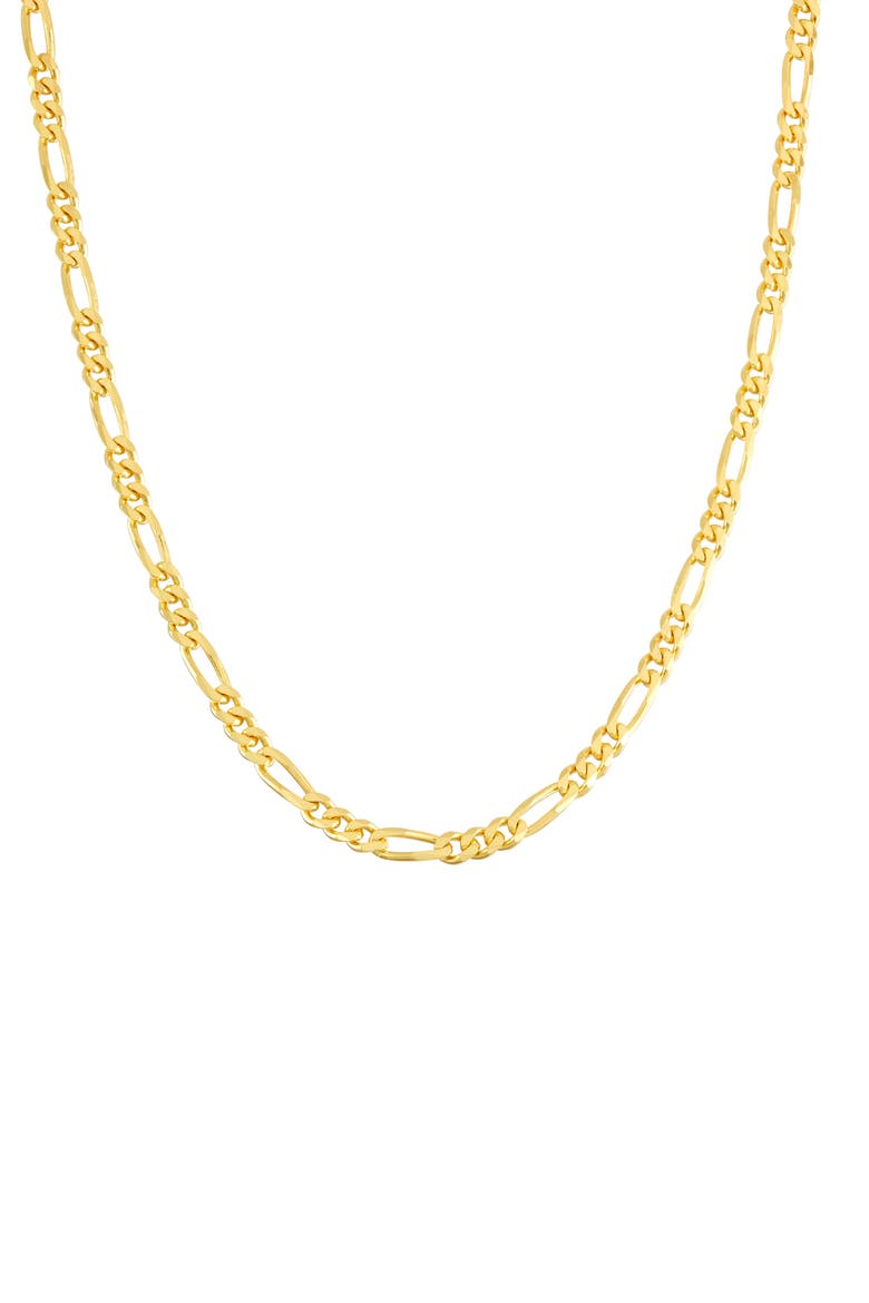 14K Gold Plate Sterling Silver Figaro Chain Necklace, Main, color, YELLOW