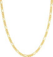 FZN 14K Gold Plate Sterling Silver Figaro Chain Necklace