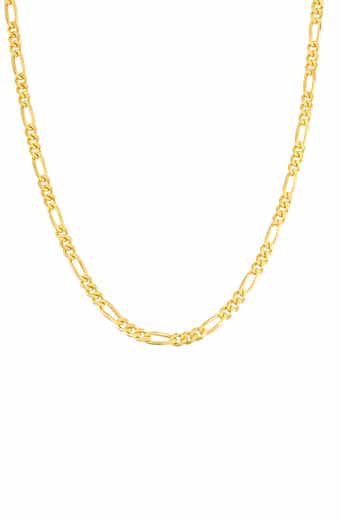 FZN 14K Gold Plate Sterling Silver Figaro Chain Necklace