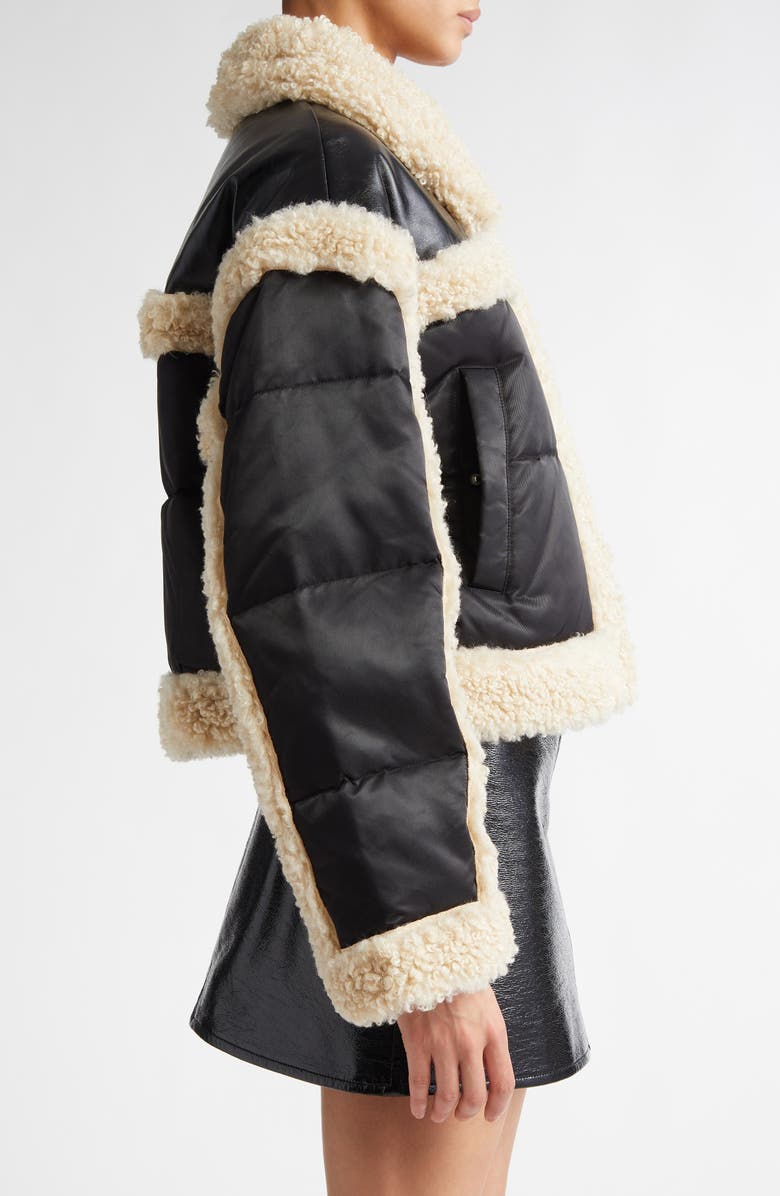 Stand Studio Mary Recycled Down Puffer Jacket with Faux Shearling Trim, Alternate, color, 