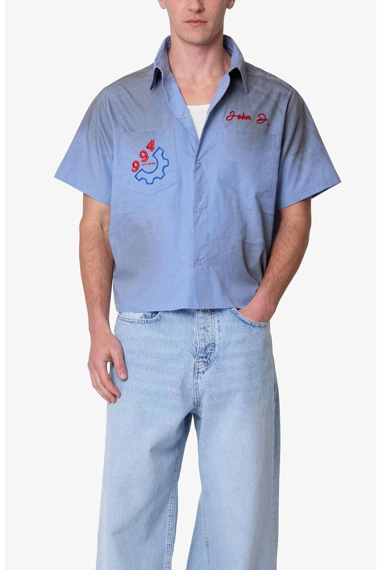 Vintage Short Sleeve Button-Up Work Shirt, Alternate, color, LIGHT BLUE