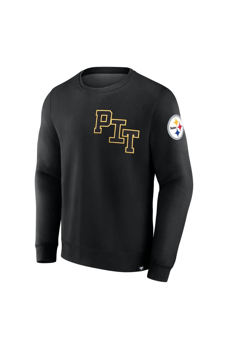 FANATICS Men's Fanatics  Black Pittsburgh Steelers Varsity Letter Fleece Pullover Sweatshirt, Alternate, color, Black