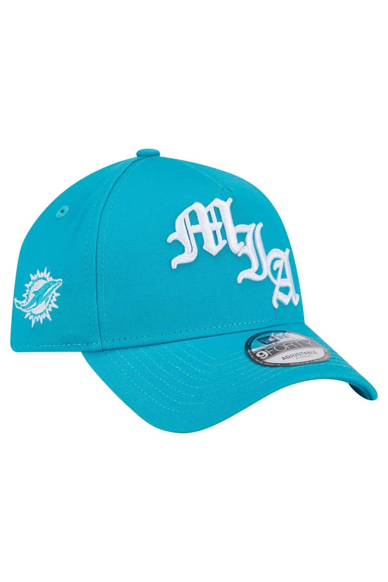 Men's New Era Aqua Miami Dolphins Mystic 9FORTY A-Frame Adjustable Hat, Main, color, Aqua