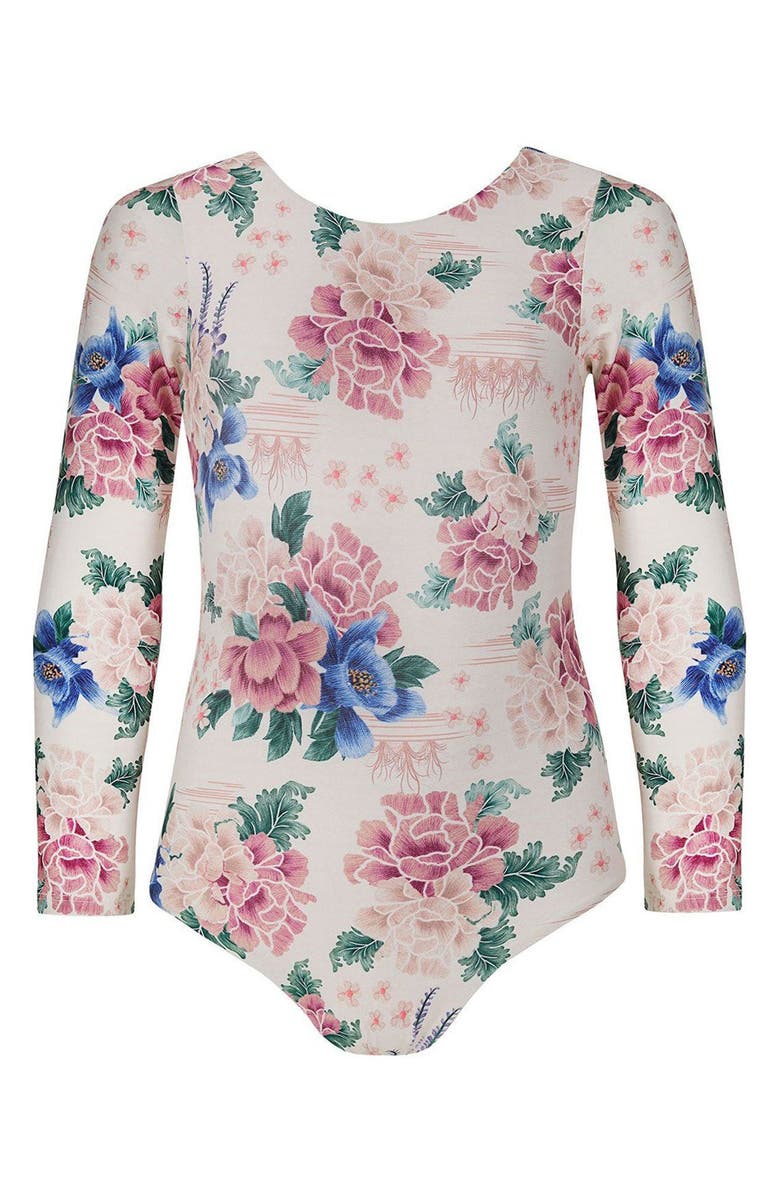 Agua Bendita Kids' Honey Ivy Long Sleeve One-Piece Rashguard Swimsuit, Main, color, Multicolor