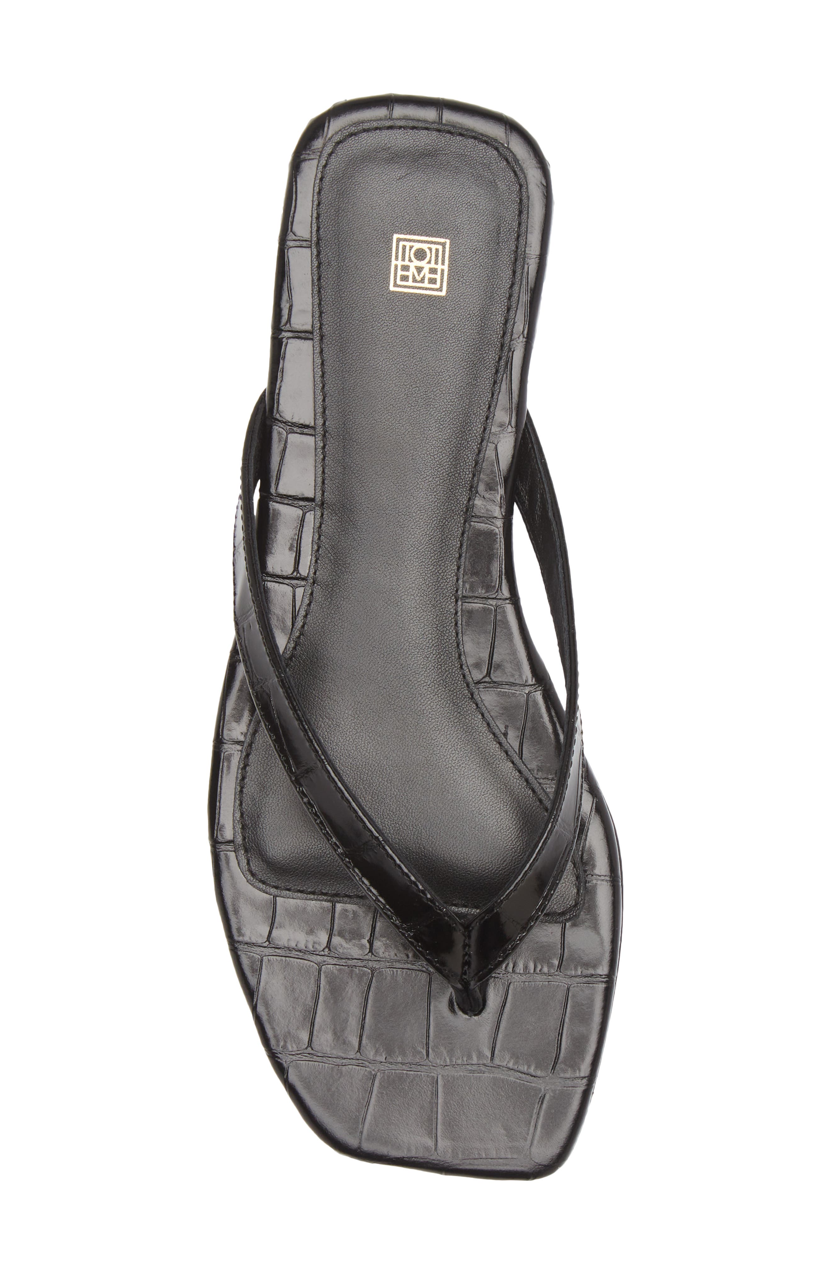 TOTEME The Flip Flop Flat, Alternate, color, Black Crocodile