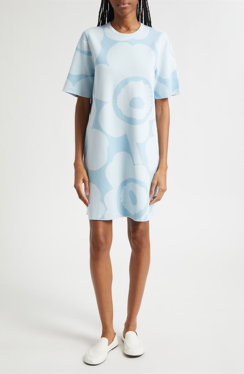 Marimekko Mahdollisuus Unikko Cotton Blend Knit Dress, Main, color, Light Blue