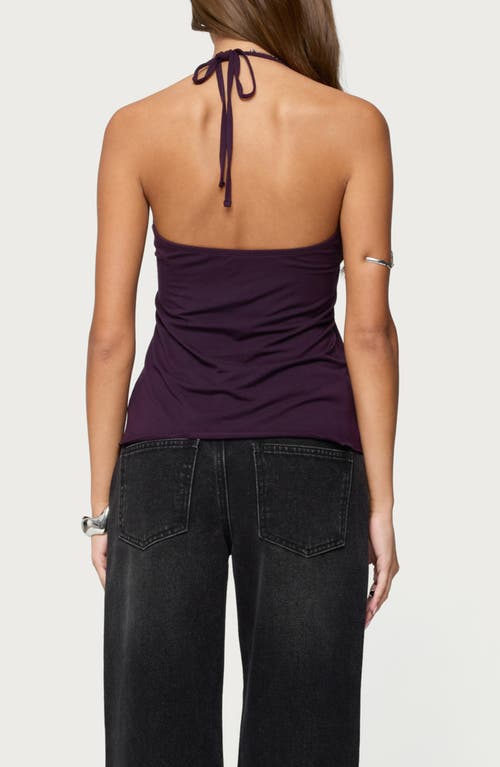 Edikted Lorenna Split Front Halter Top In Purple