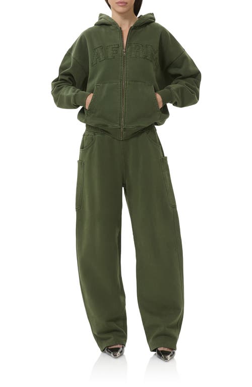 Afrm Cameron Cotton Zip Hoodie In Green
