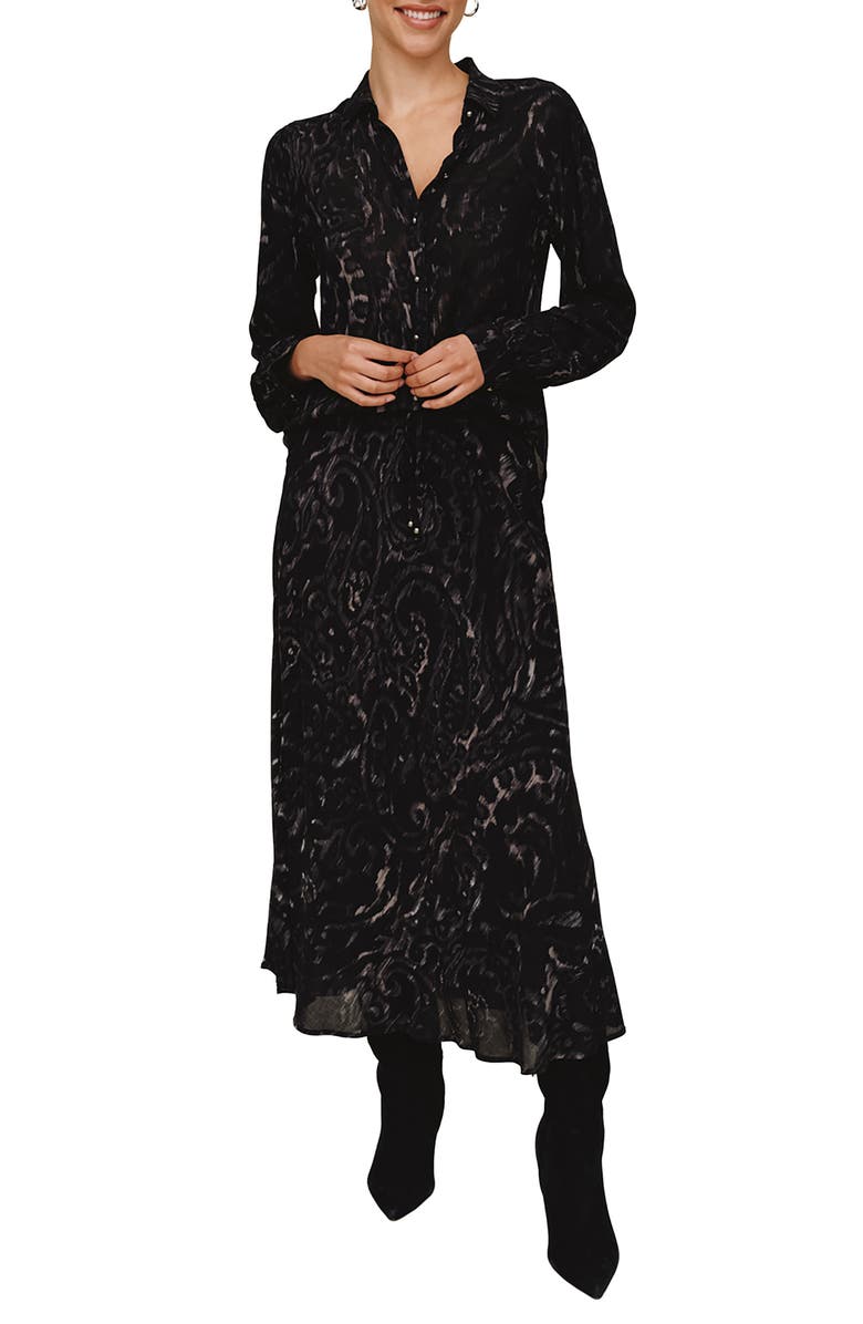 Bella Dahl Fitted Button-Up Shirt, Alternate, color, Black Paisley