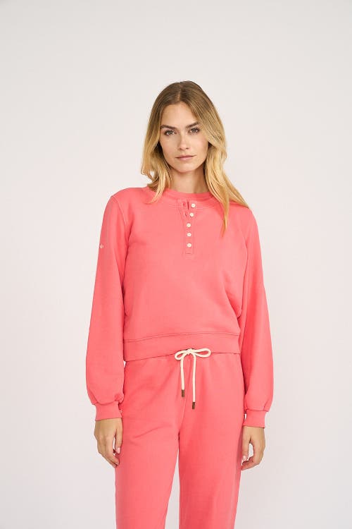Marea Vintage Terry Henley Sweatshirt In Pink