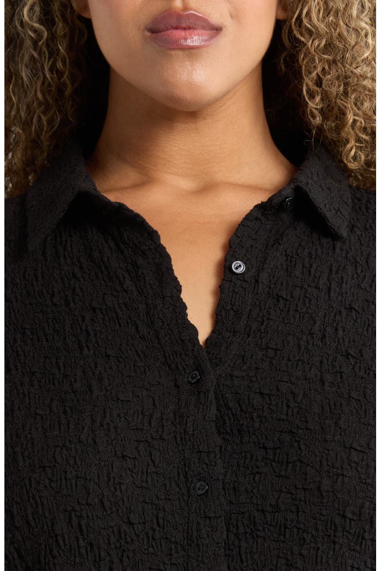 Classic Collar Stretch Organic Cotton Blend Button-Up Shirt, Alternate, color, BLACK