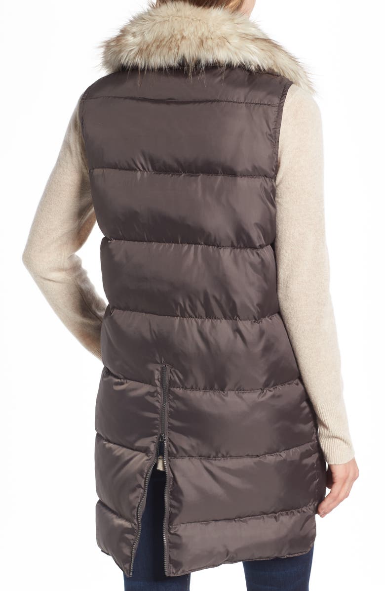 Sam Edelman Faux Fur Trim Long Quilted Vest, Alternate, color, 
