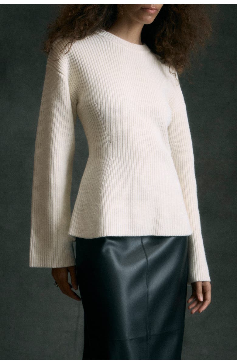 Modern Citizen Minali Ribbed Sculpted Sweater, Alternate, color, Cream