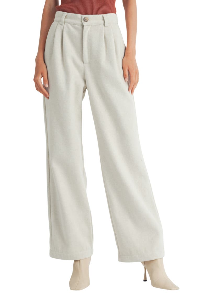 Pleated Wide Leg Trousers, Main, color, OATMEAL