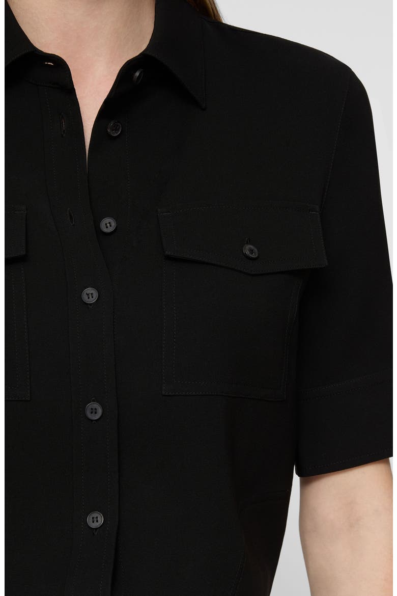Finesse Crepe Button-Up Shirt, Alternate, color, BLACK