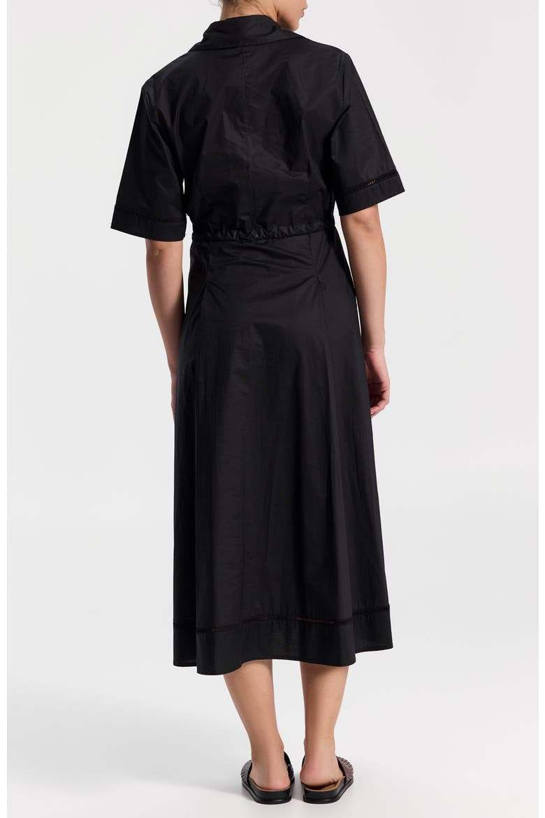 Dar Collared Short Sleeved Midi Dress, Alternate, color, Black