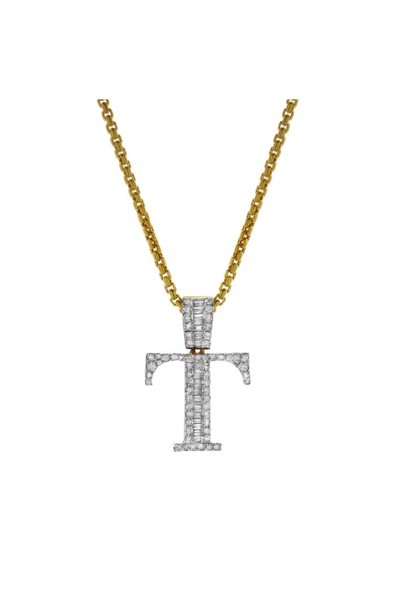 T Initial Diamond Pendant 10K Yellow Gold - 0.59 Carats, Alternate, color, 10K Yellow Gold