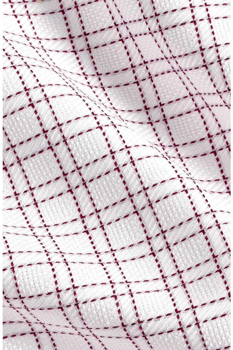 Trim Fit Dobby Check Dress Shirt, Alternate, color, WHITE/ MERLOT