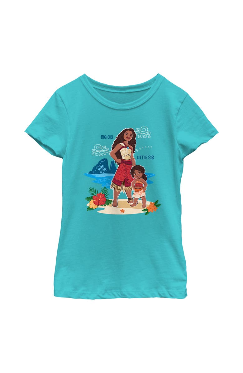 Moana 2 Girl's Moana 2 Big Sis Little Sis Graphic T-Shirt, Main, color, Tahiti Blue
