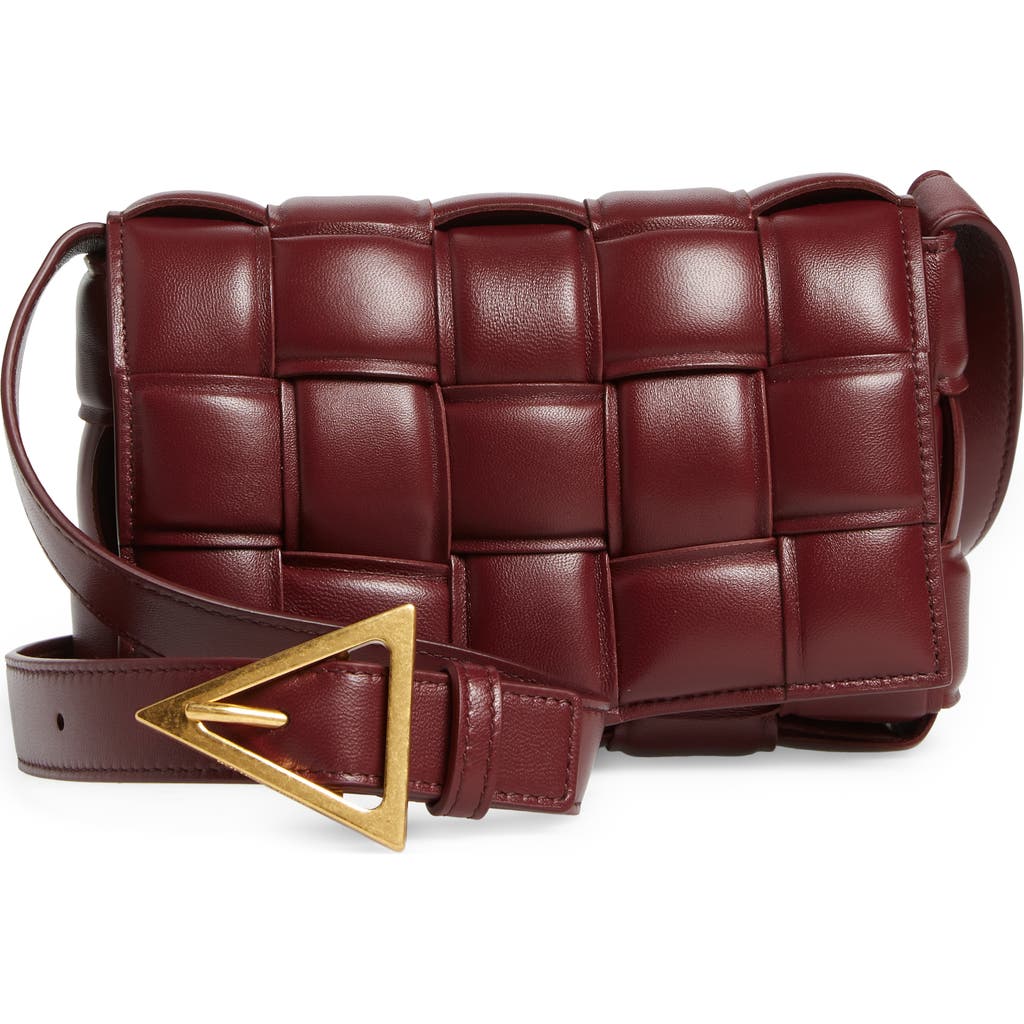 Bottega Veneta Small Padded Cassette Intrecciato Leather Crossbody Bag In Burgundy