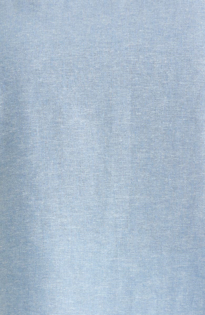 Anne Klein Lace Trim Flutter Sleeve Linen Blend Top, Alternate, color, Lagoon/ Crisp White