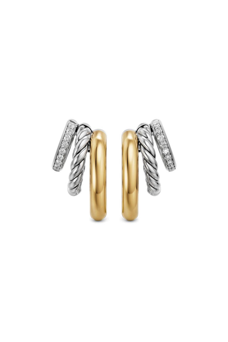 DY Mercer Multi Row 14k Gold and Diamond Earrings, Main, color, SILVER PAVE