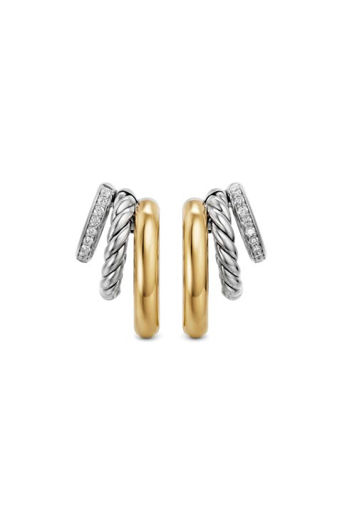 DY Mercer Multi Row 14k Gold and Diamond Earrings