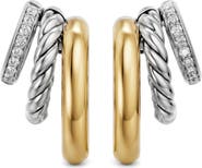 David Yurman DY Mercer Multi Row 14k Gold and Diamond Earrings