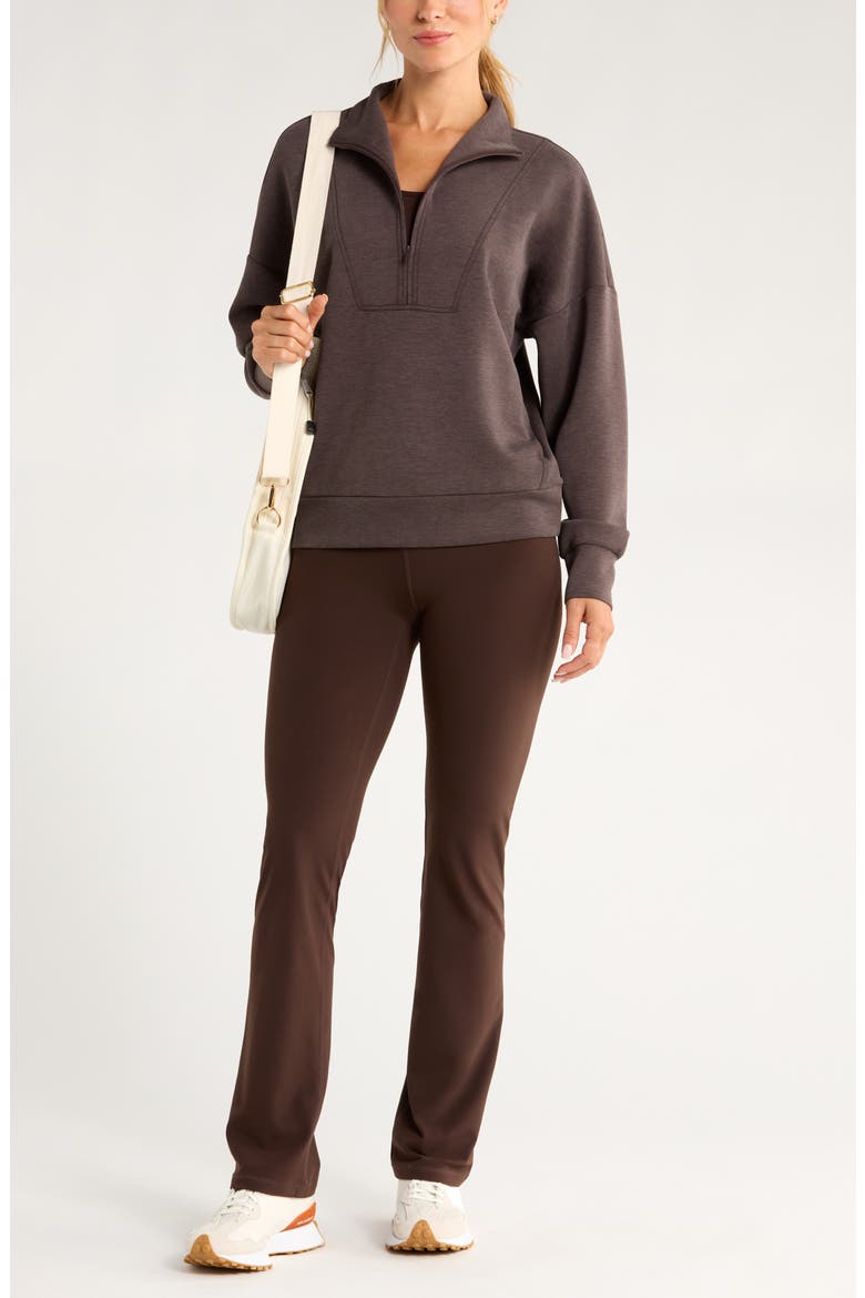 Soft Luxe Half Zip Pullover, Alternate, color, BROWN MOLE HEATHER