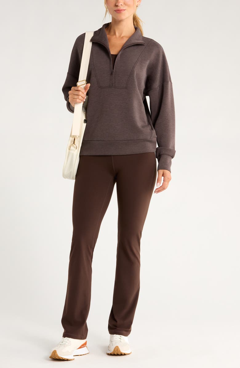 Zella Ultrasoft Half Zip Pullover, Alternate, color, Brown Mole Heather