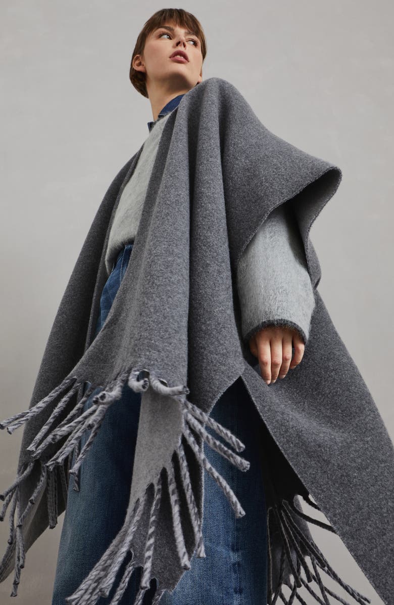 Brunello Cucinelli Double knit poncho, Alternate, color, 